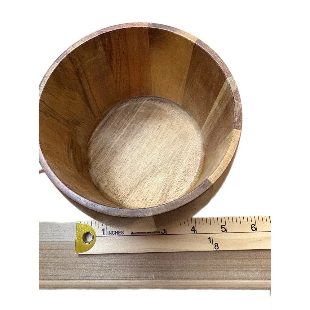 Vintage Acacia‎ Wood Calabash Bowl Small Scandi Danish Minimalist Natural Grain